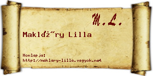 Makláry Lilla névjegykártya